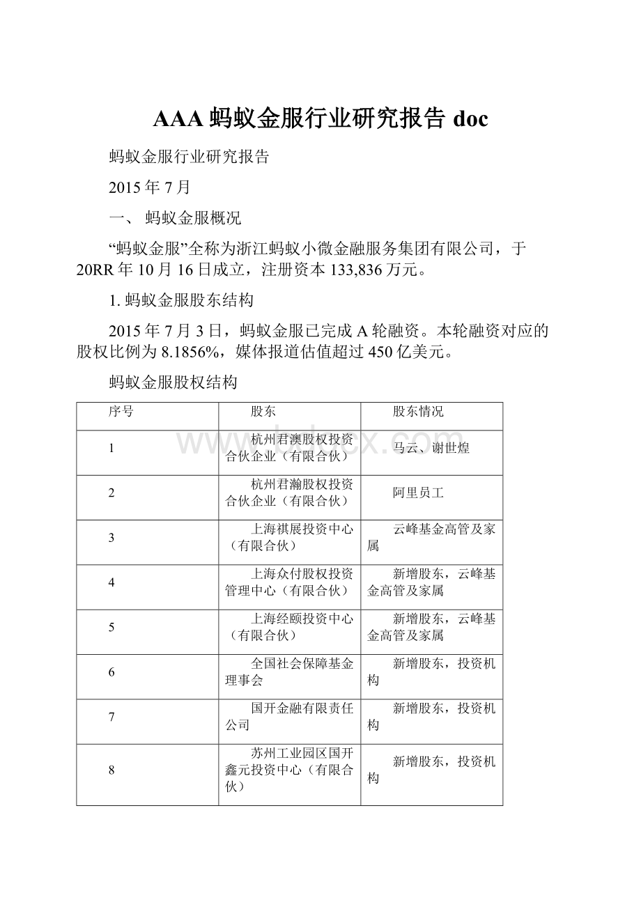 AAA蚂蚁金服行业研究报告doc.docx