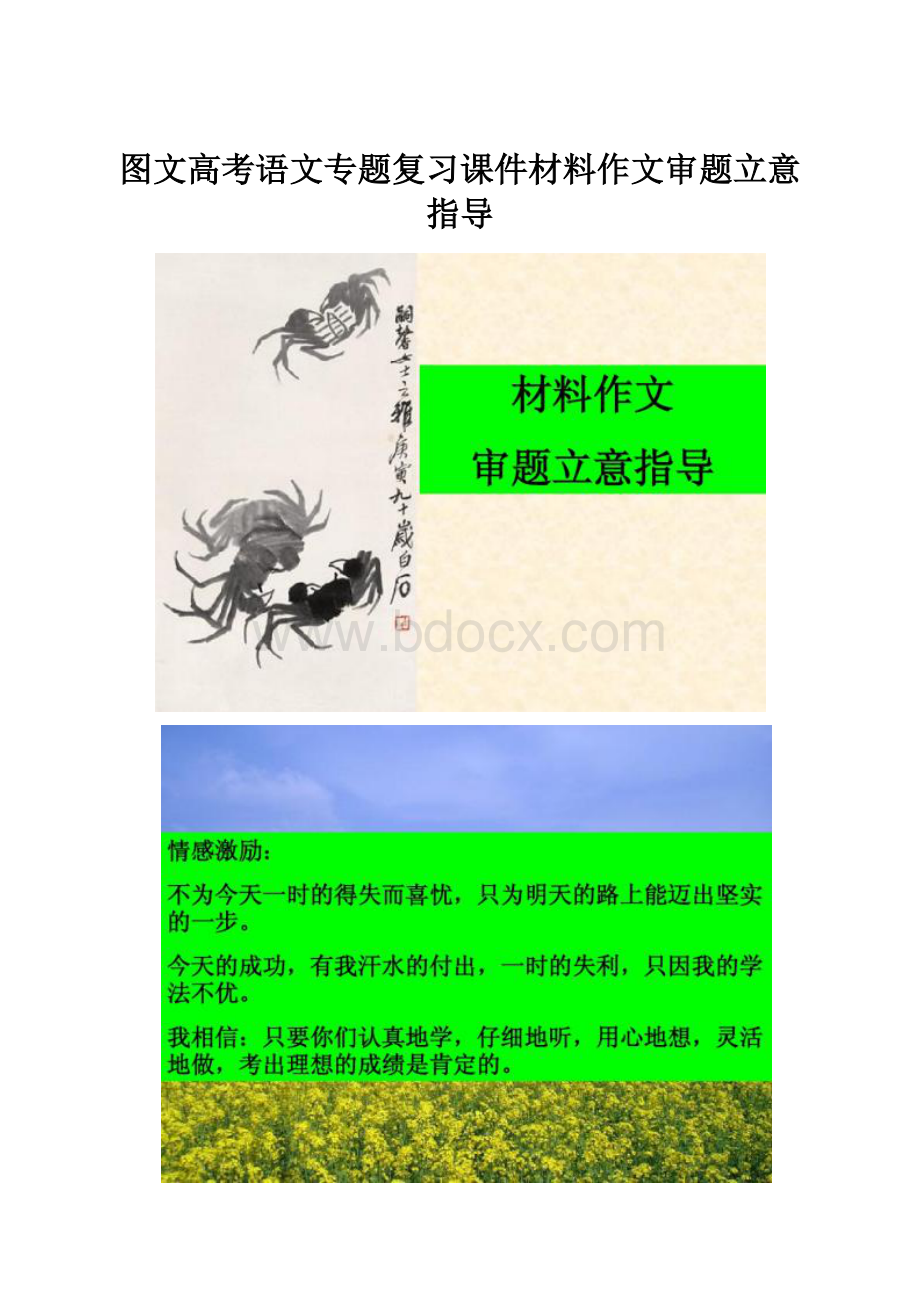 图文高考语文专题复习课件材料作文审题立意指导.docx_第1页