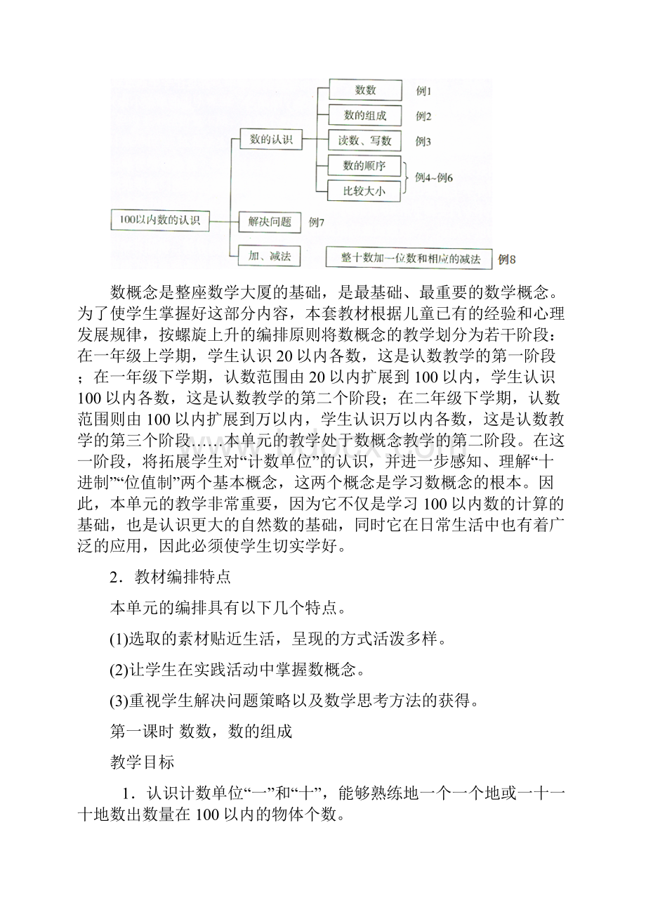 新人教版小学一年级数学下册第四单元100以内数的认识教学设计.docx_第3页