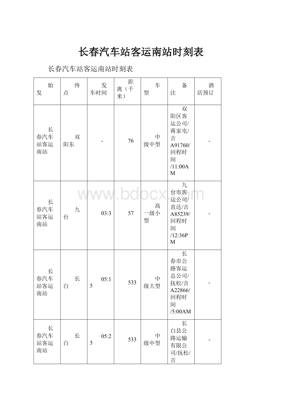 长春汽车站客运南站时刻表.docx_第1页