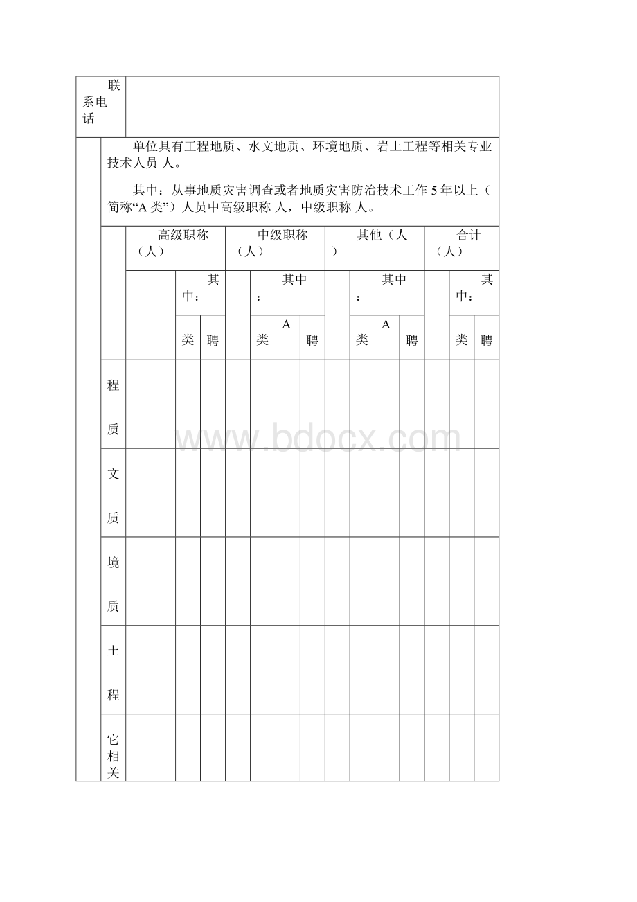 地质灾害危险性评估治理工程资质申请表.docx_第2页