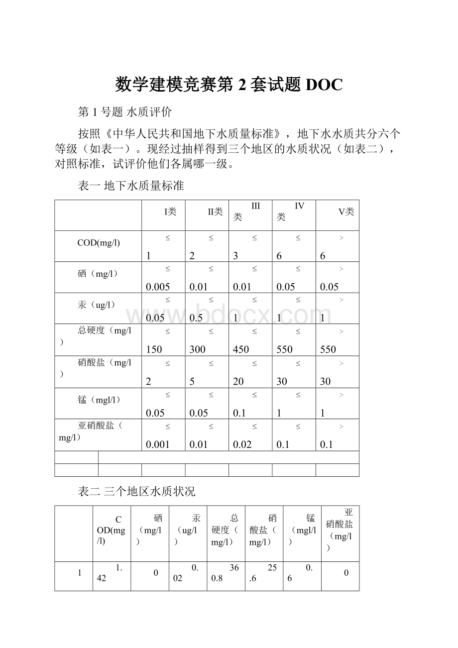 数学建模竞赛第2套试题DOC.docx_第1页