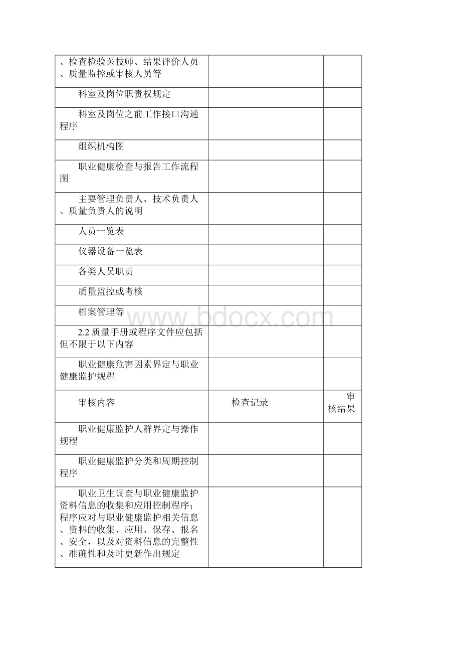 职业健康检查机构质量管理体系内部审核检查表.docx_第3页