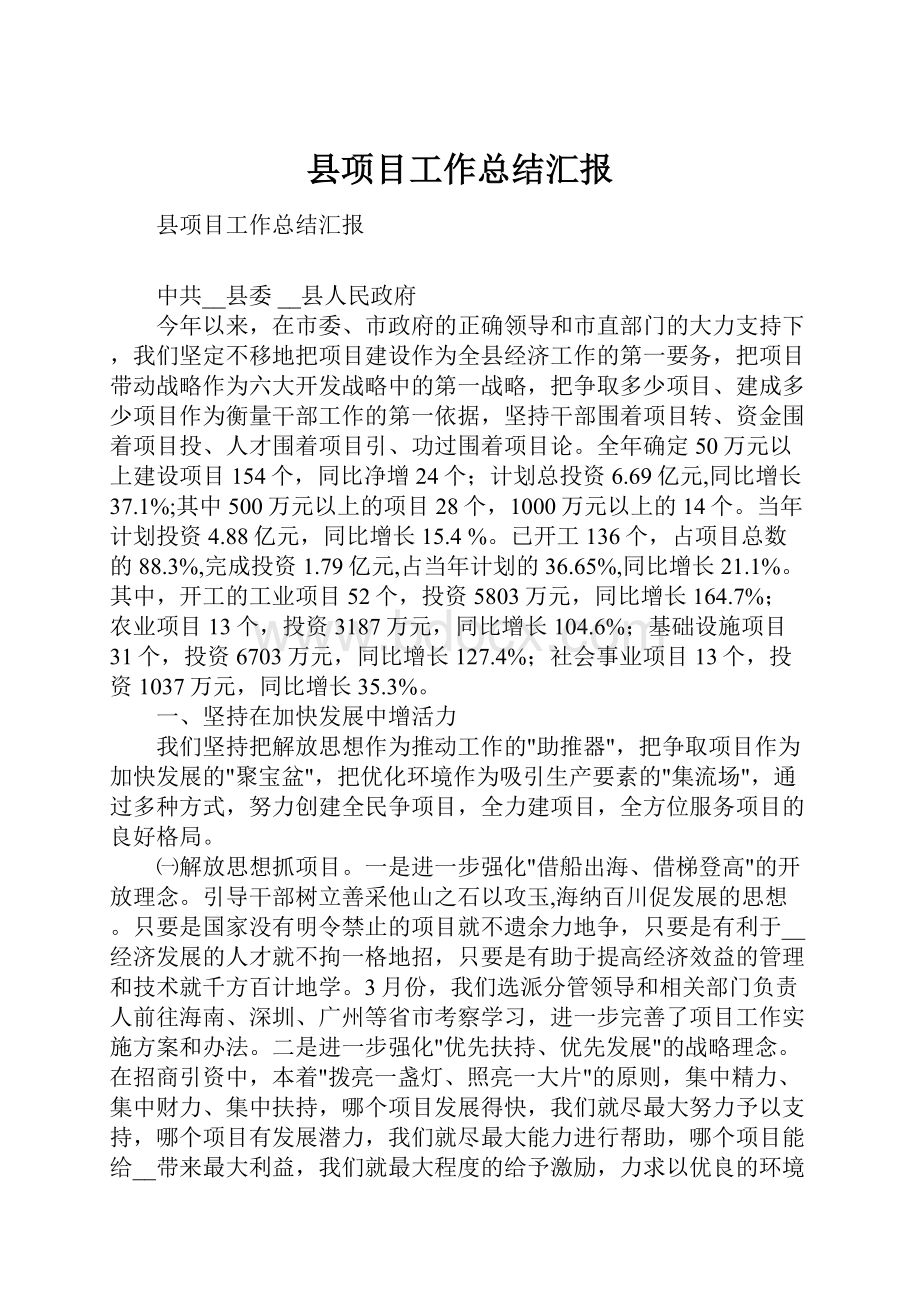 县项目工作总结汇报.docx_第1页