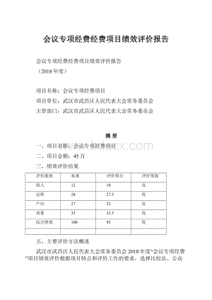 会议专项经费经费项目绩效评价报告.docx