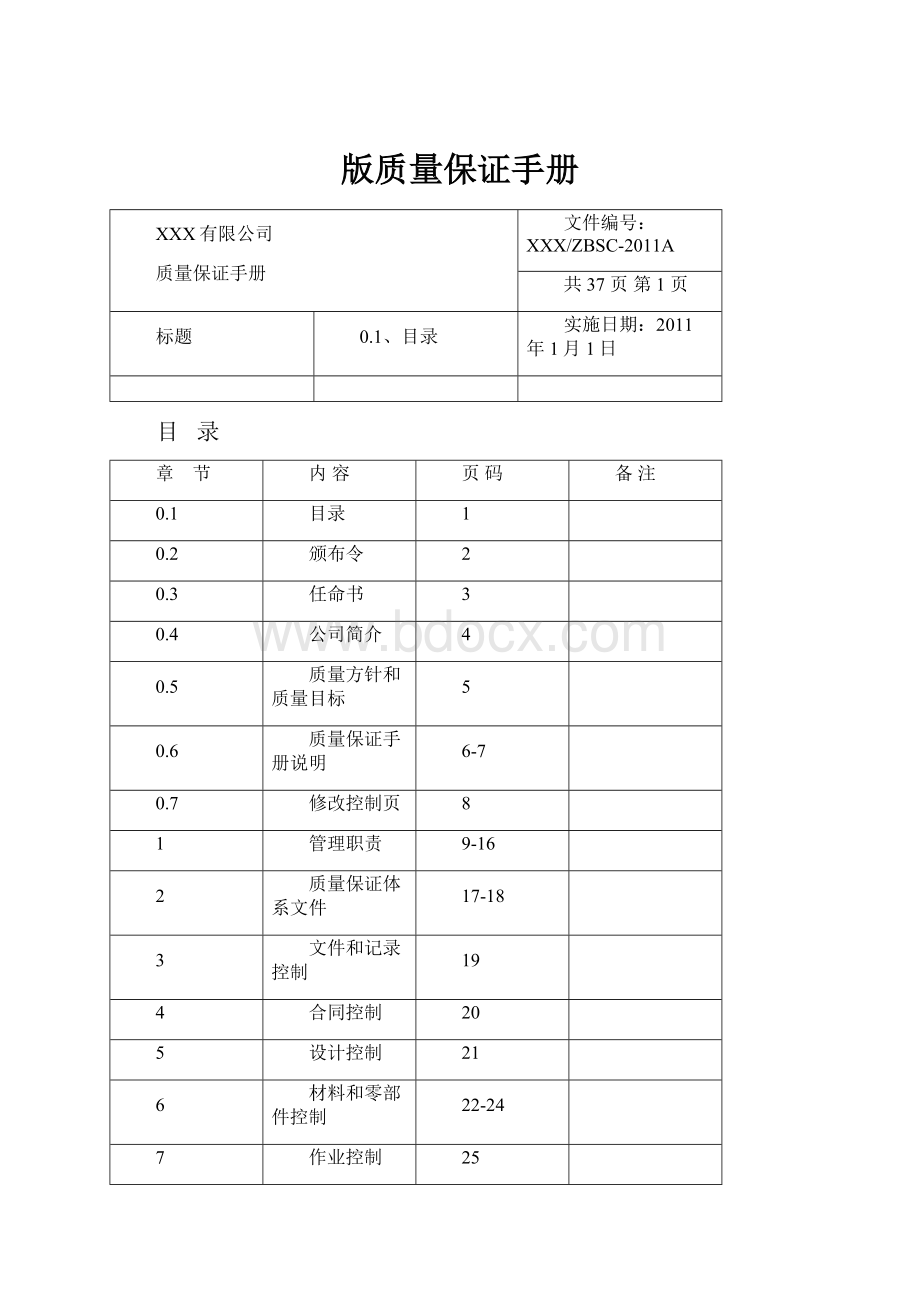 版质量保证手册.docx