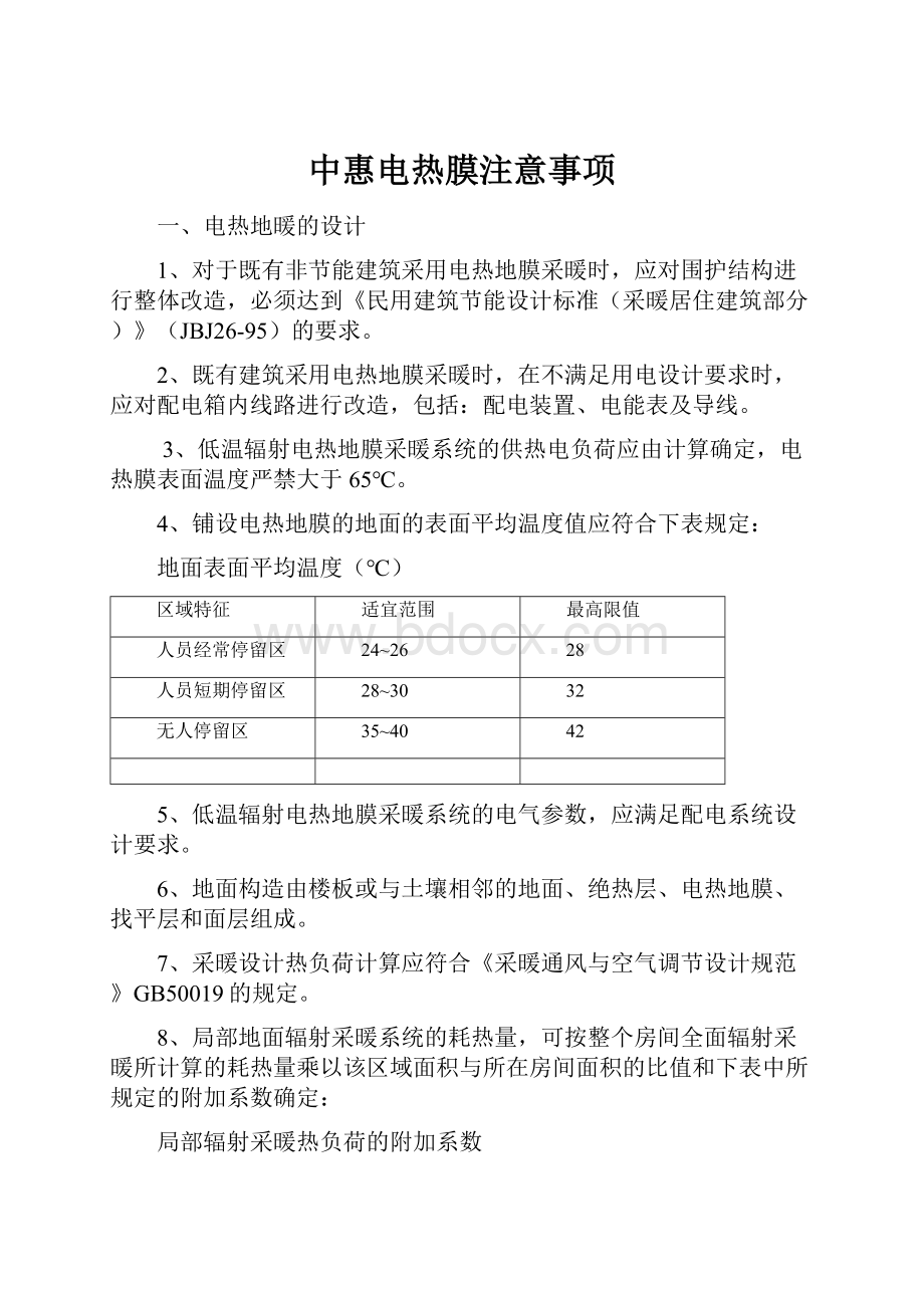 中惠电热膜注意事项.docx_第1页