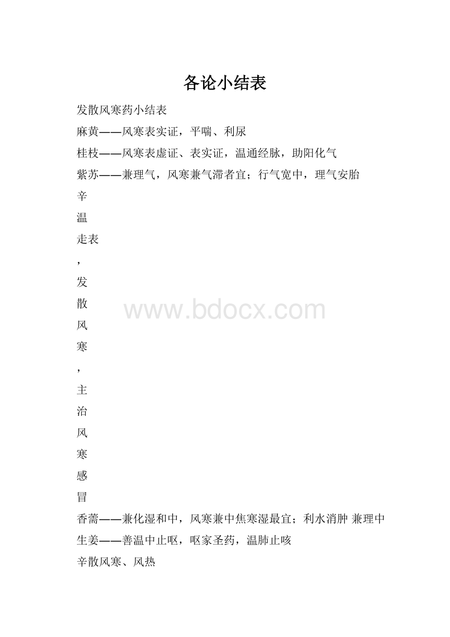 各论小结表.docx