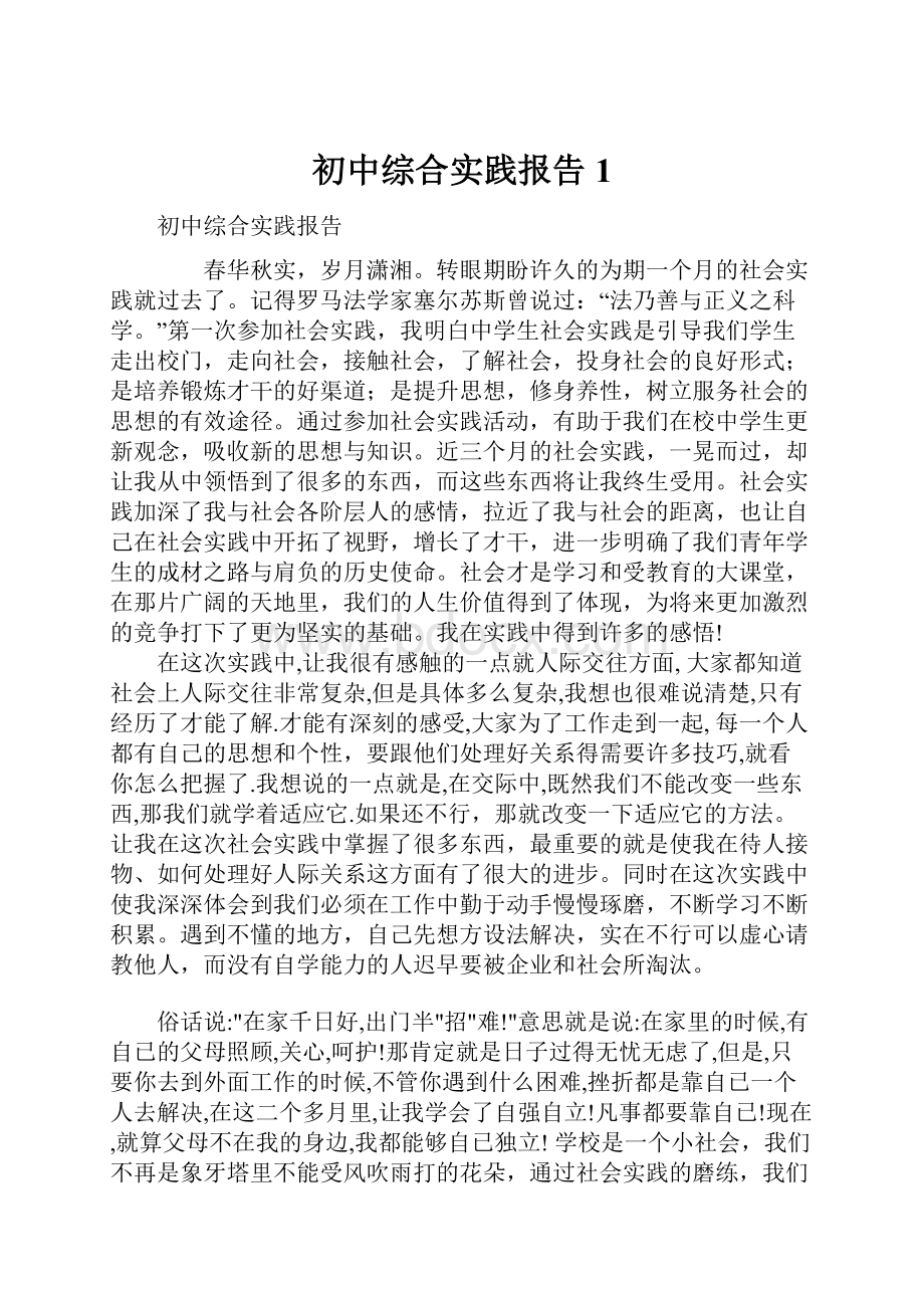 初中综合实践报告1.docx_第1页