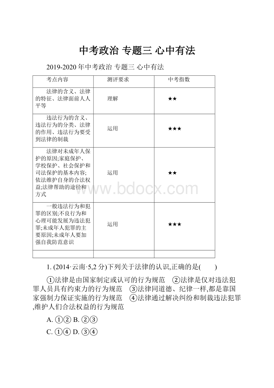 中考政治 专题三 心中有法.docx_第1页