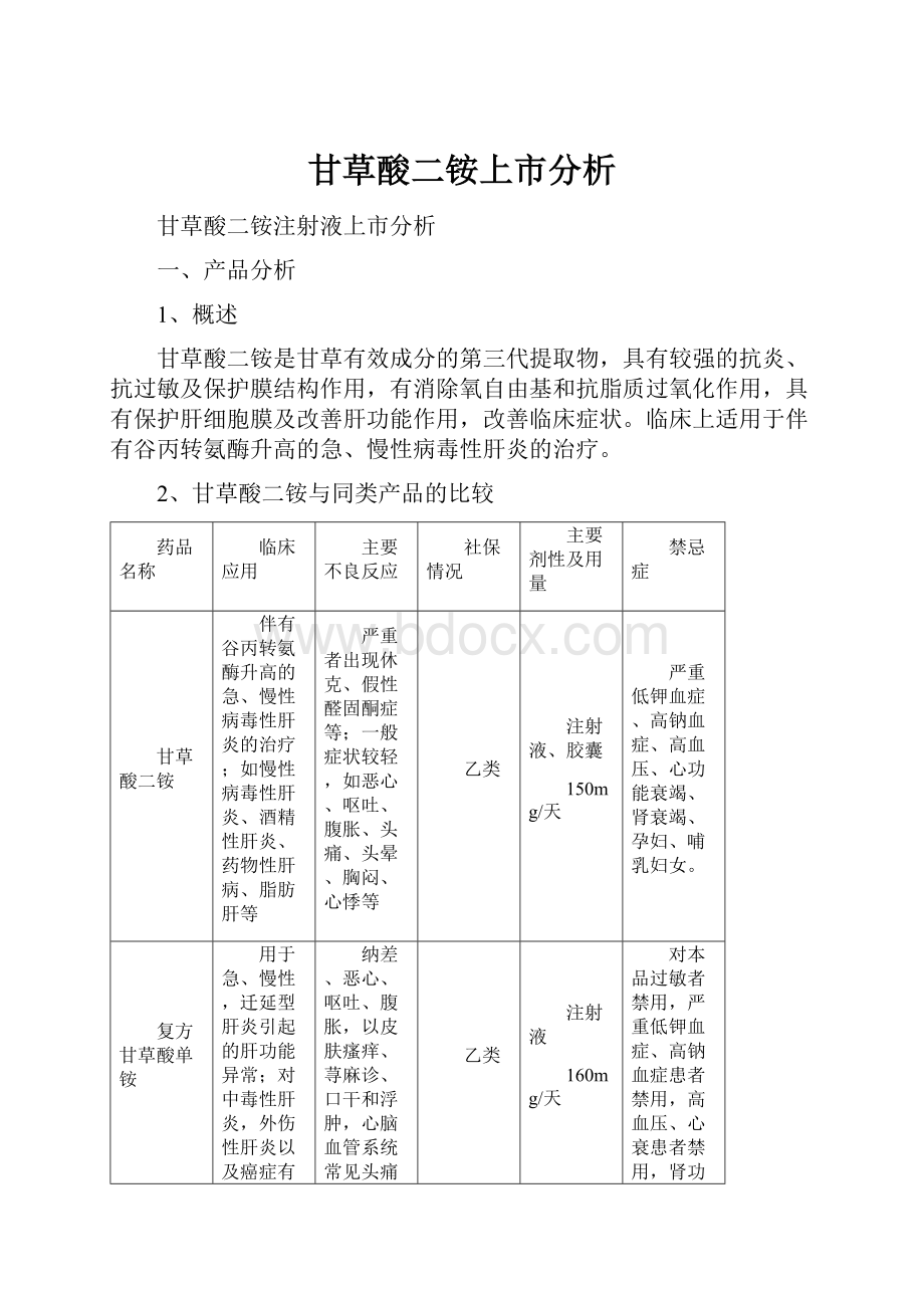 甘草酸二铵上市分析.docx