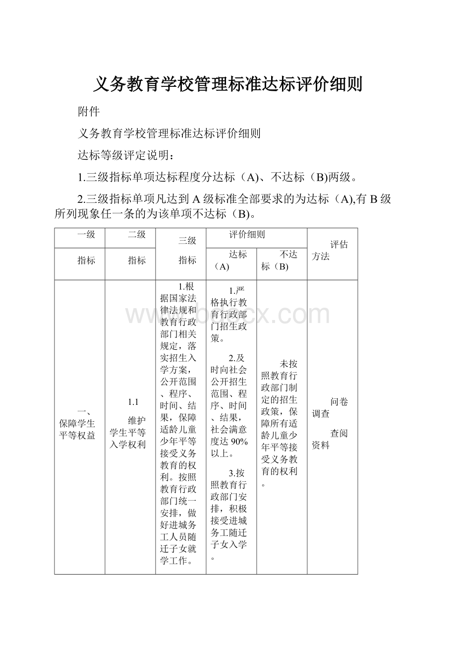 义务教育学校管理标准达标评价细则.docx_第1页