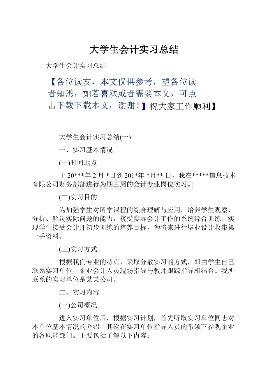 大学生会计实习总结.docx