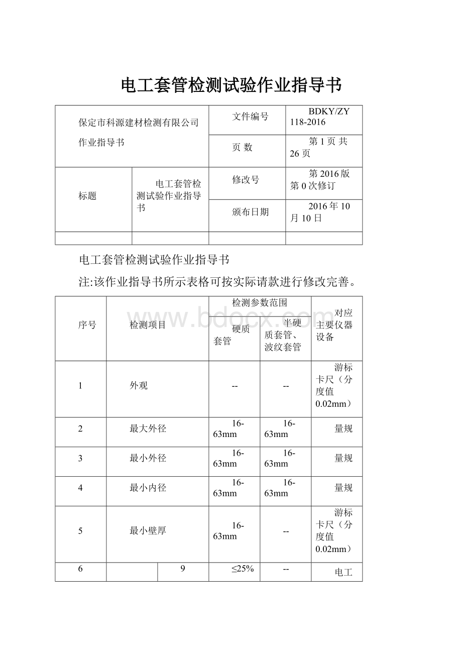 电工套管检测试验作业指导书.docx_第1页