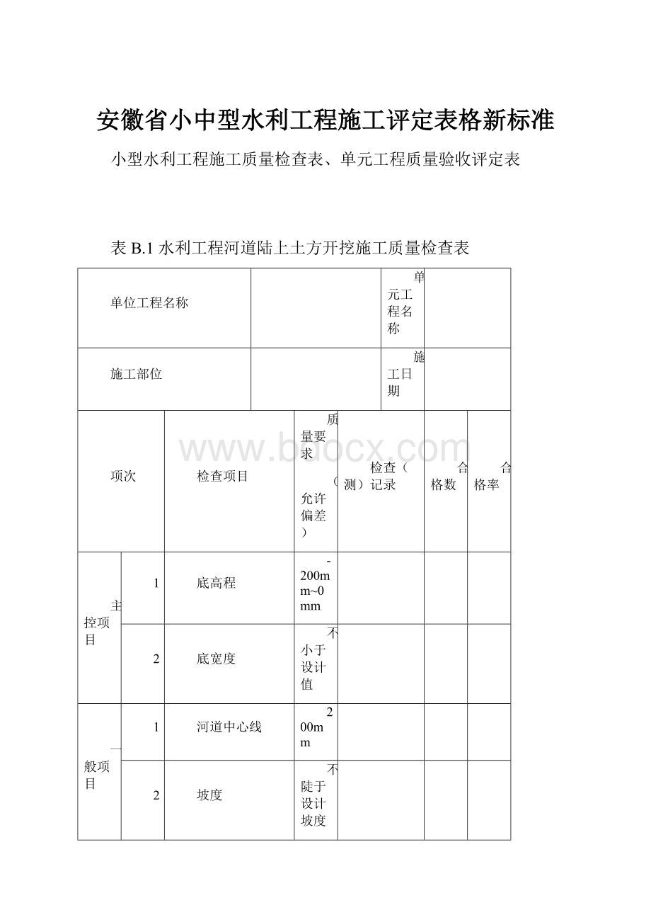 安徽省小中型水利工程施工评定表格新标准.docx