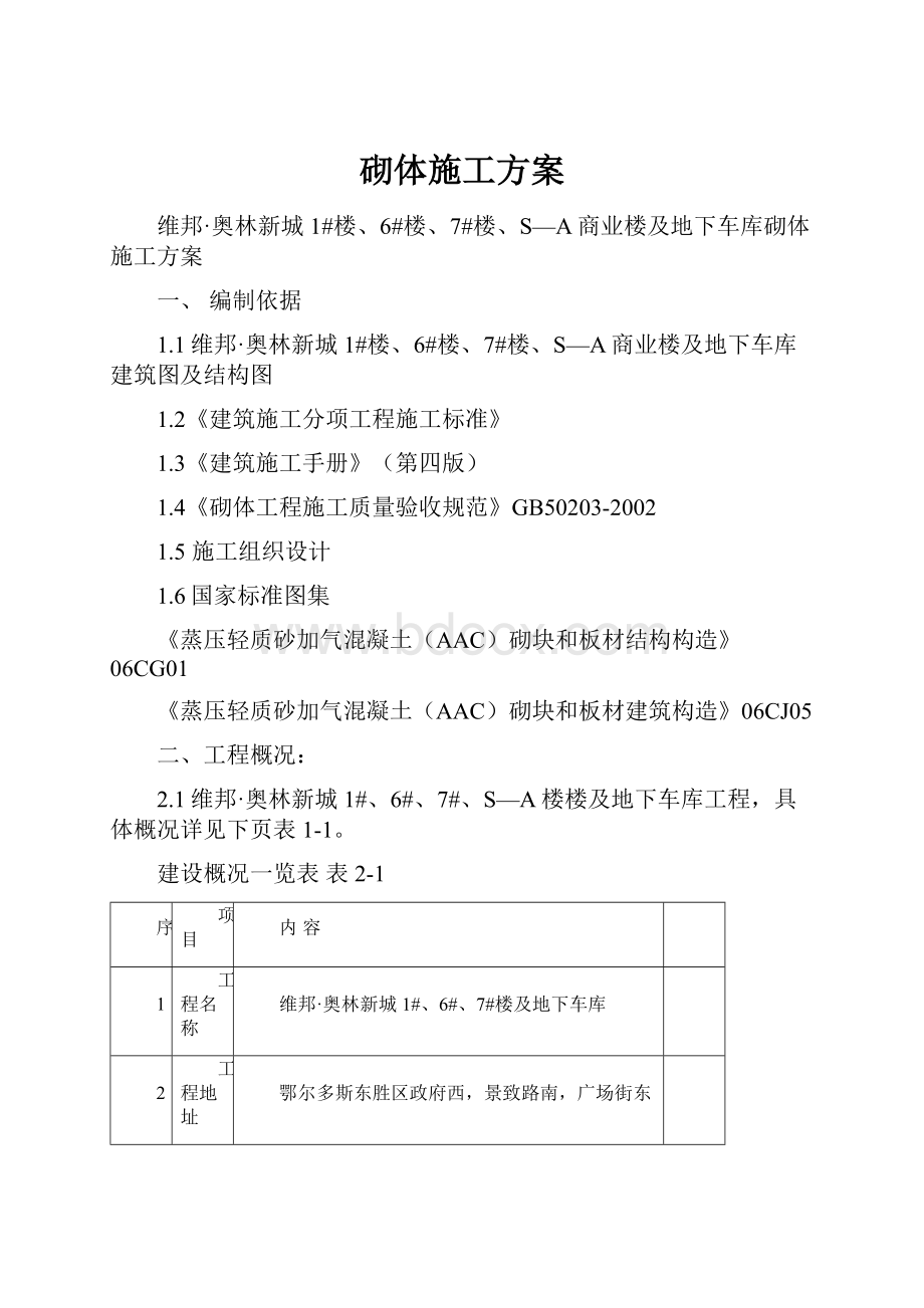 砌体施工方案.docx_第1页