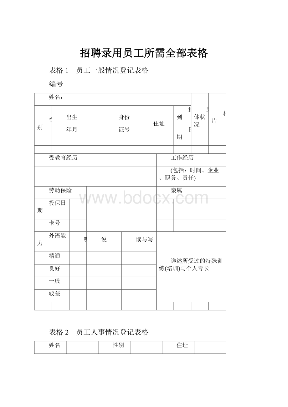 招聘录用员工所需全部表格.docx_第1页