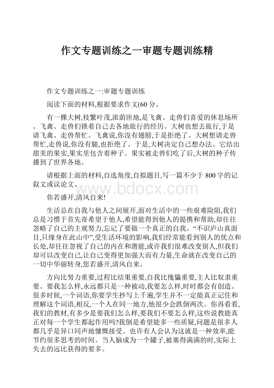 作文专题训练之一审题专题训练精.docx