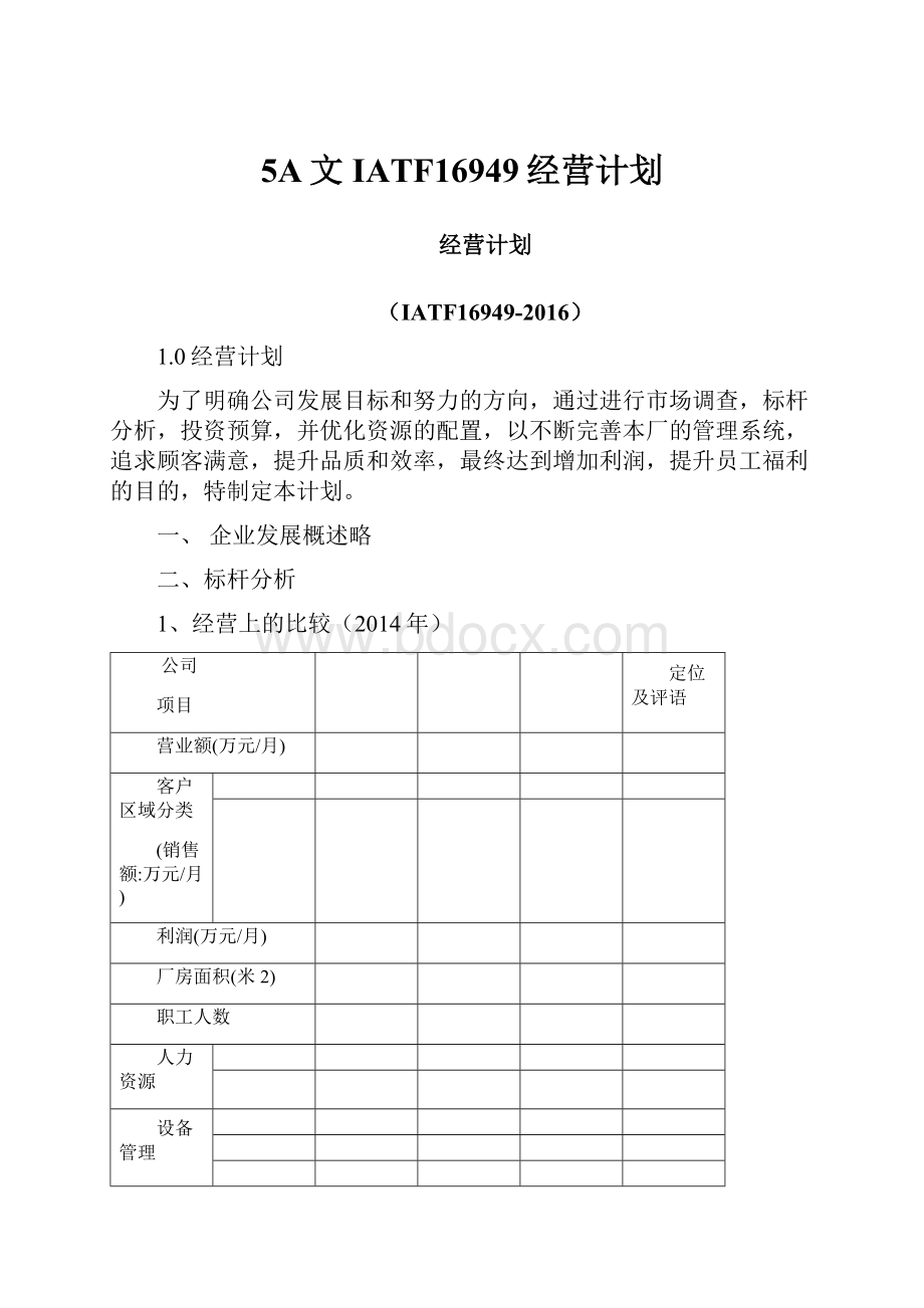 5A文IATF16949经营计划.docx