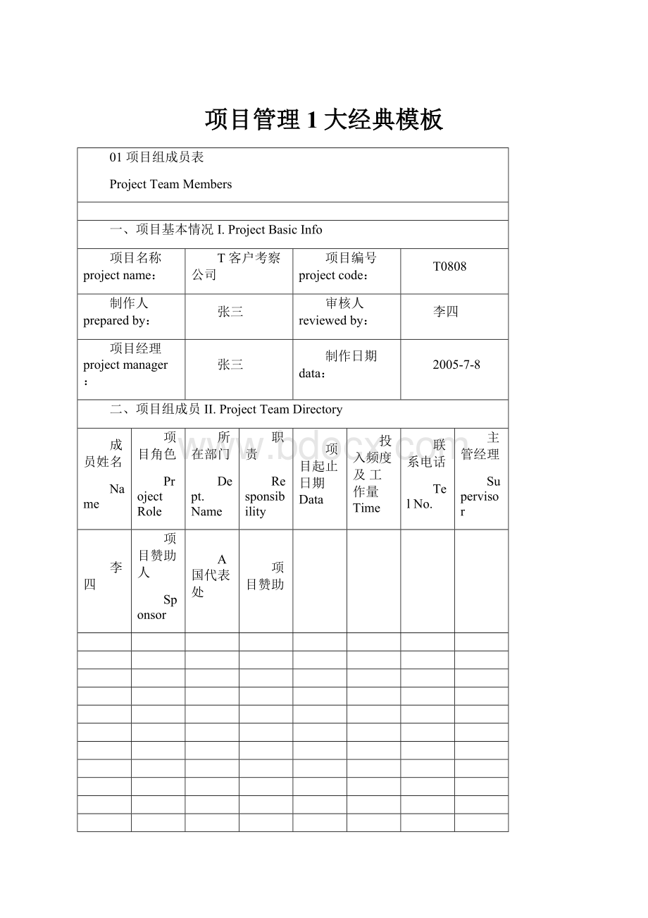 项目管理1大经典模板.docx_第1页