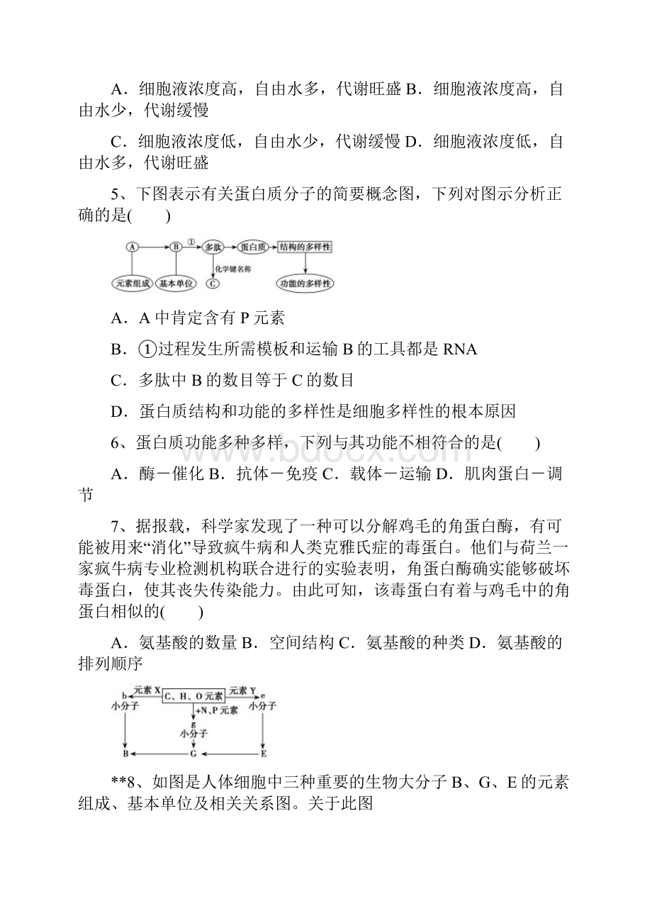 四川省泸州高级教育培训学校学年高一生物课时练习 第二章《组成细胞的分子》课时2.docx_第2页