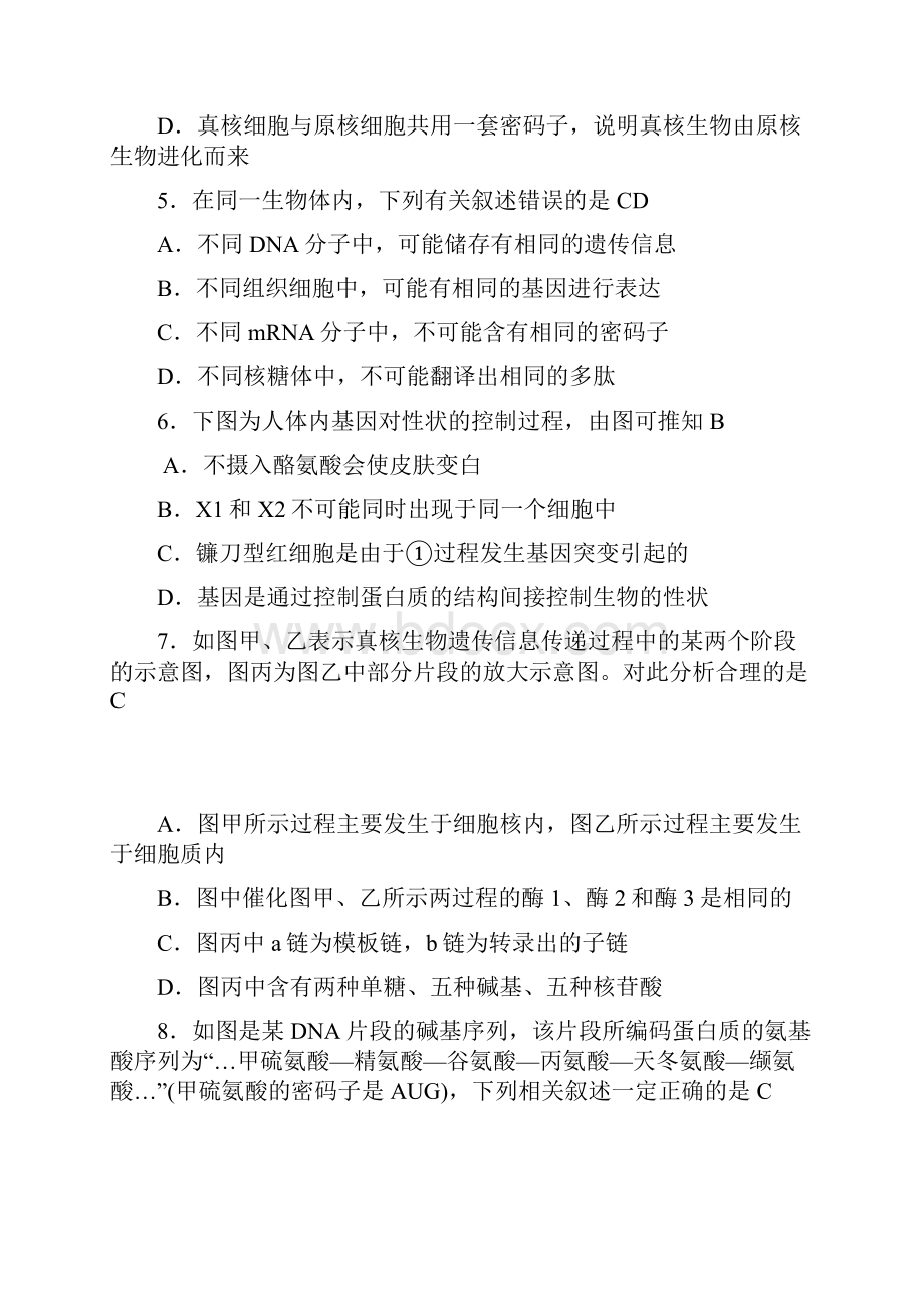 遗传的分子基础测试题.docx_第2页