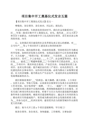 项目集中开工奠基仪式发言五篇.docx