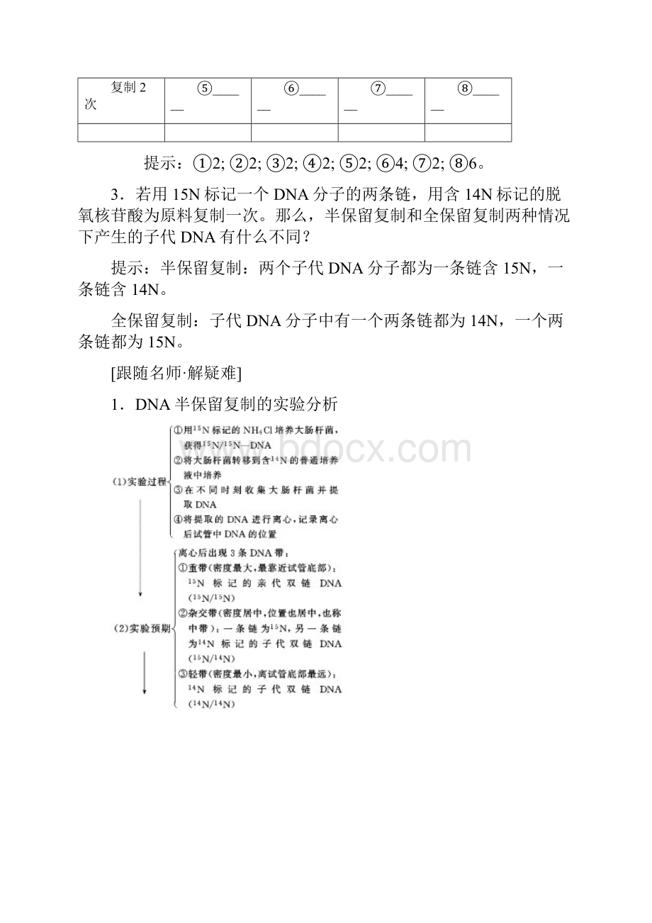 学年高中生物第3章基因的本质第3节DNA的复制第4节基因是有遗传效应的DNA片段学案.docx_第3页