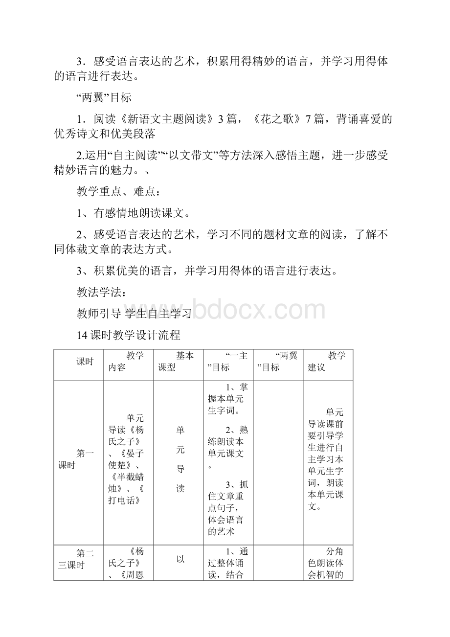 鲁教版小学语文五年级上册第三单元教学设计.docx_第2页