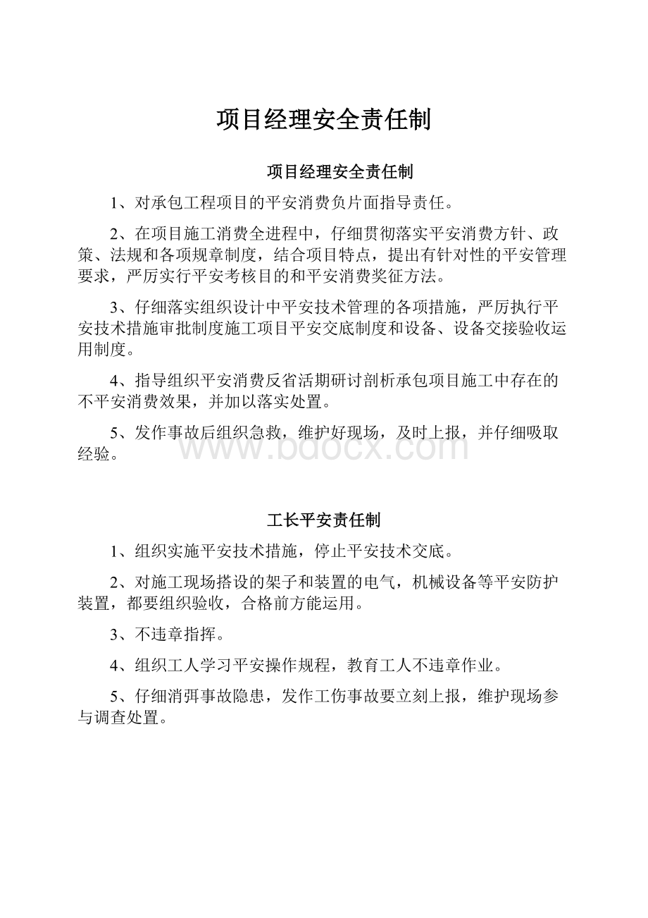 项目经理安全责任制.docx_第1页