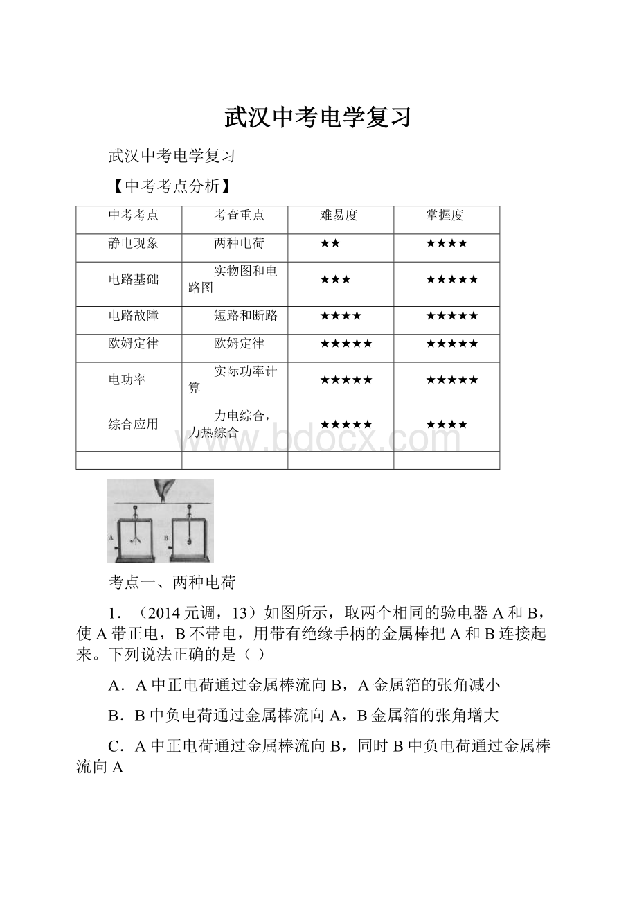 武汉中考电学复习.docx