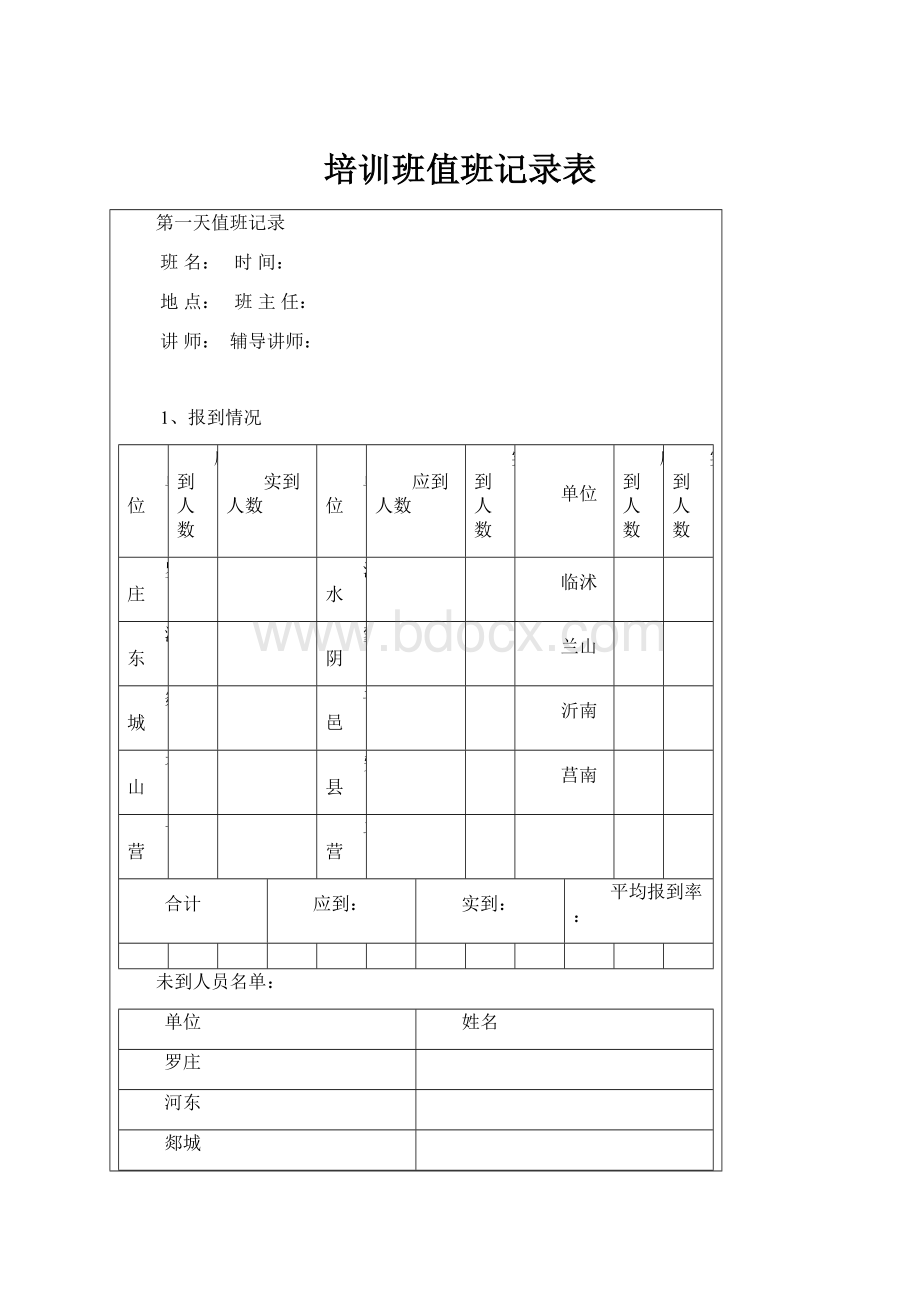 培训班值班记录表.docx_第1页