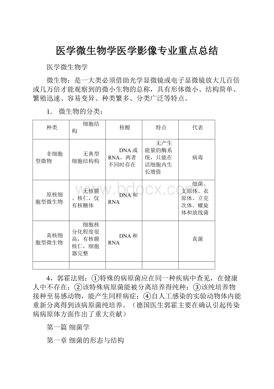 医学微生物学医学影像专业重点总结.docx