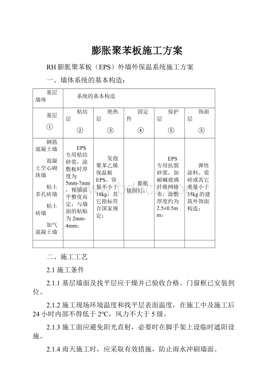 膨胀聚苯板施工方案.docx_第1页