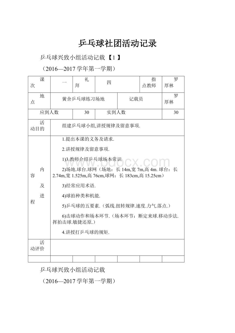 乒乓球社团活动记录.docx_第1页