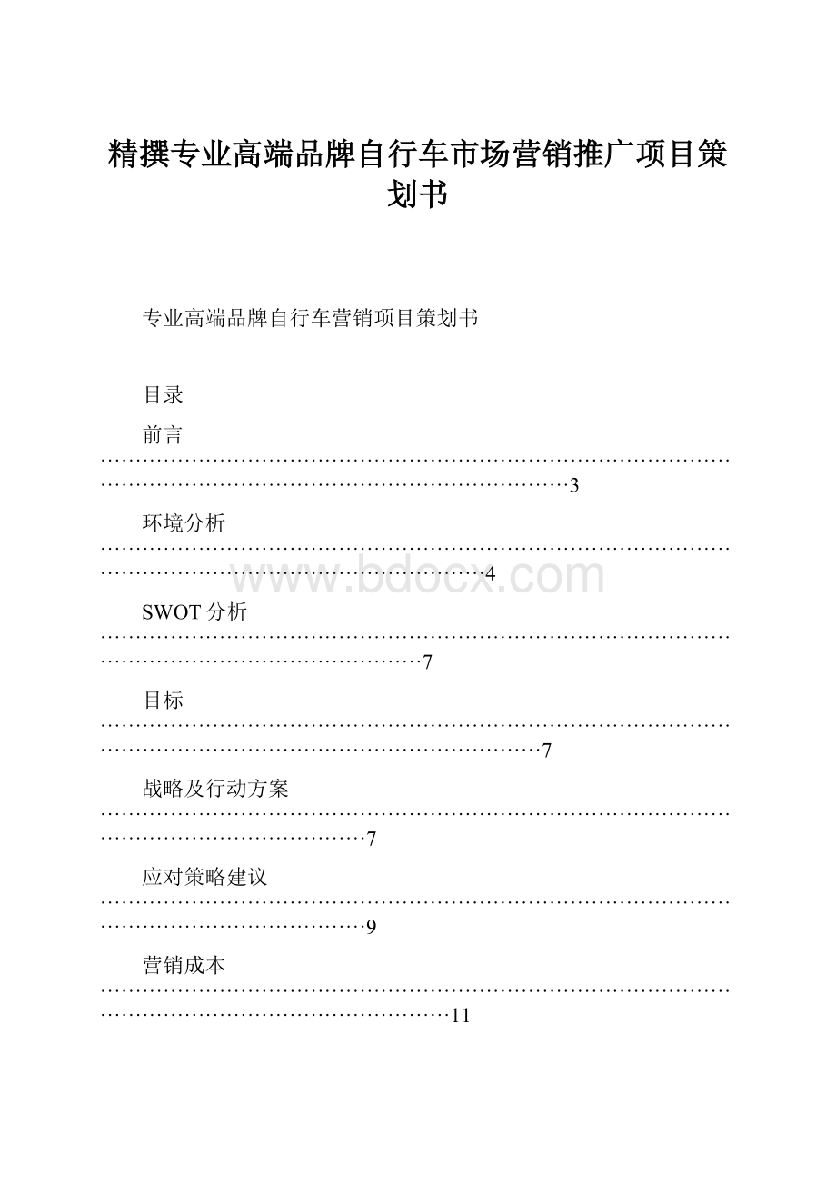 精撰专业高端品牌自行车市场营销推广项目策划书.docx