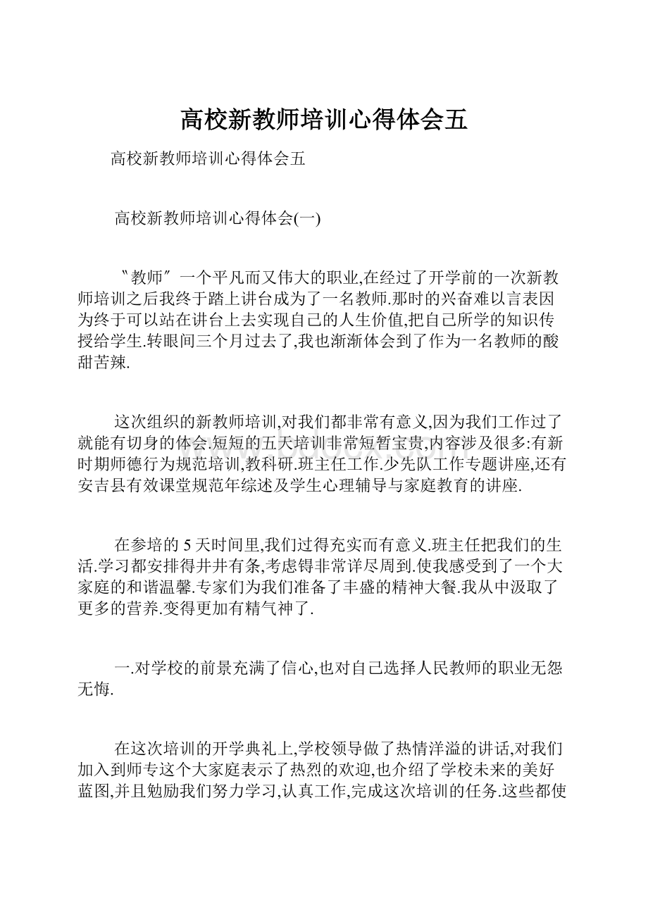 高校新教师培训心得体会五.docx