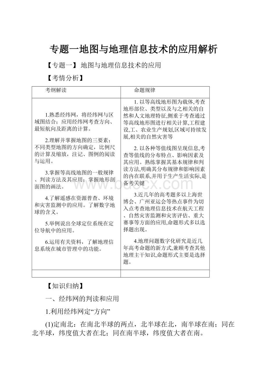 专题一地图与地理信息技术的应用解析.docx_第1页