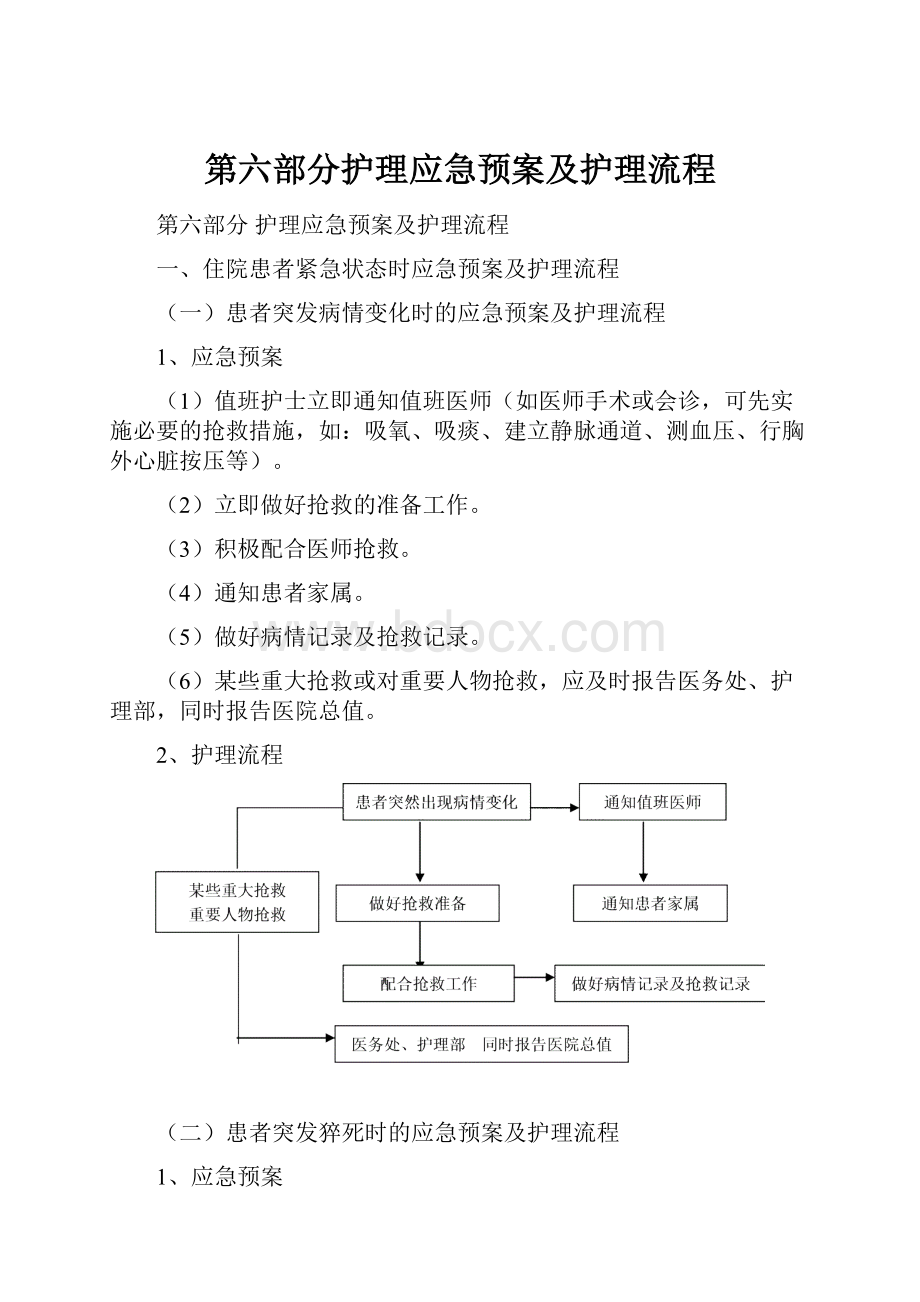 第六部分护理应急预案及护理流程.docx_第1页