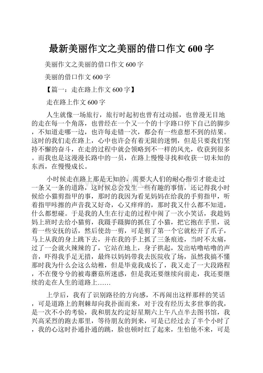 最新美丽作文之美丽的借口作文600字.docx_第1页