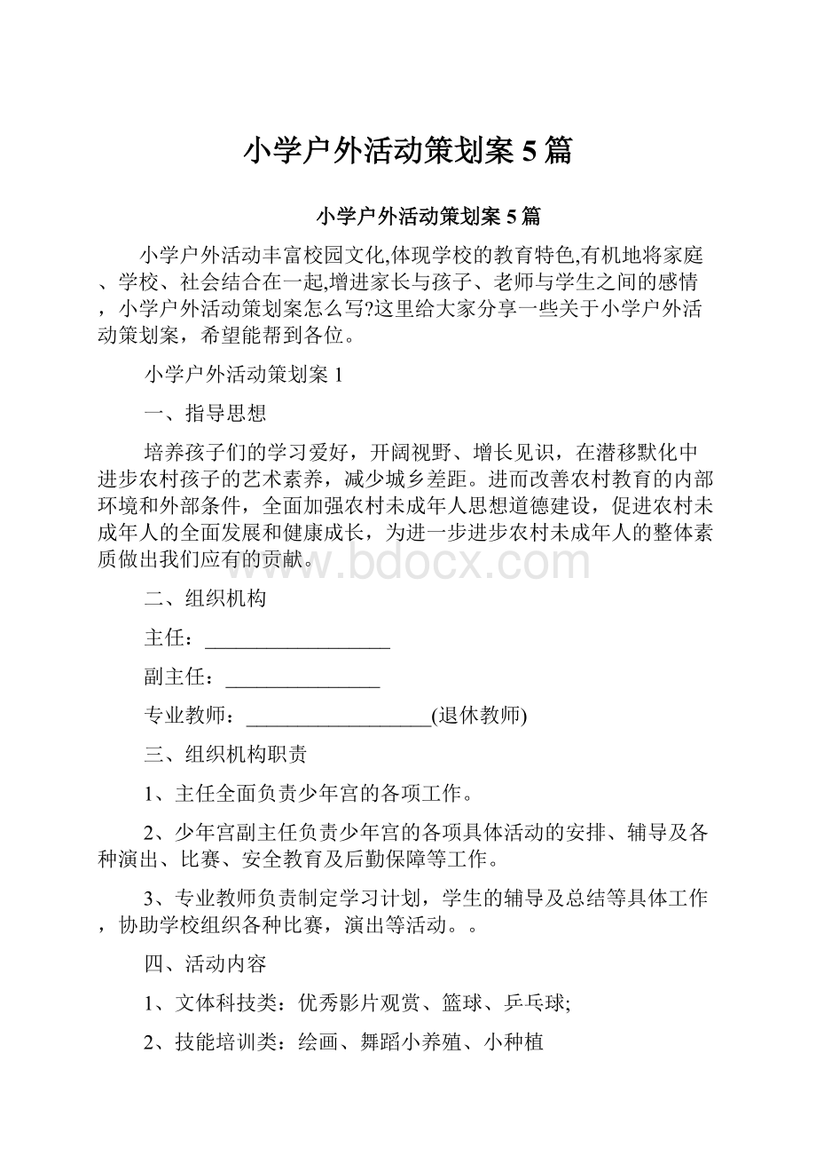 小学户外活动策划案5篇.docx_第1页