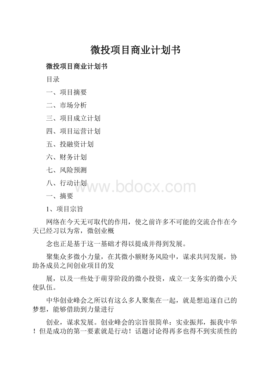 微投项目商业计划书.docx