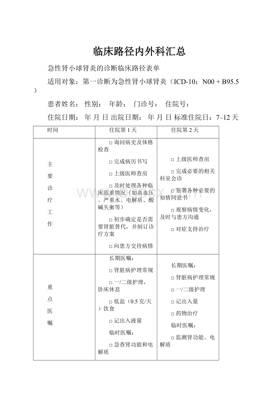 临床路径内外科汇总.docx_第1页