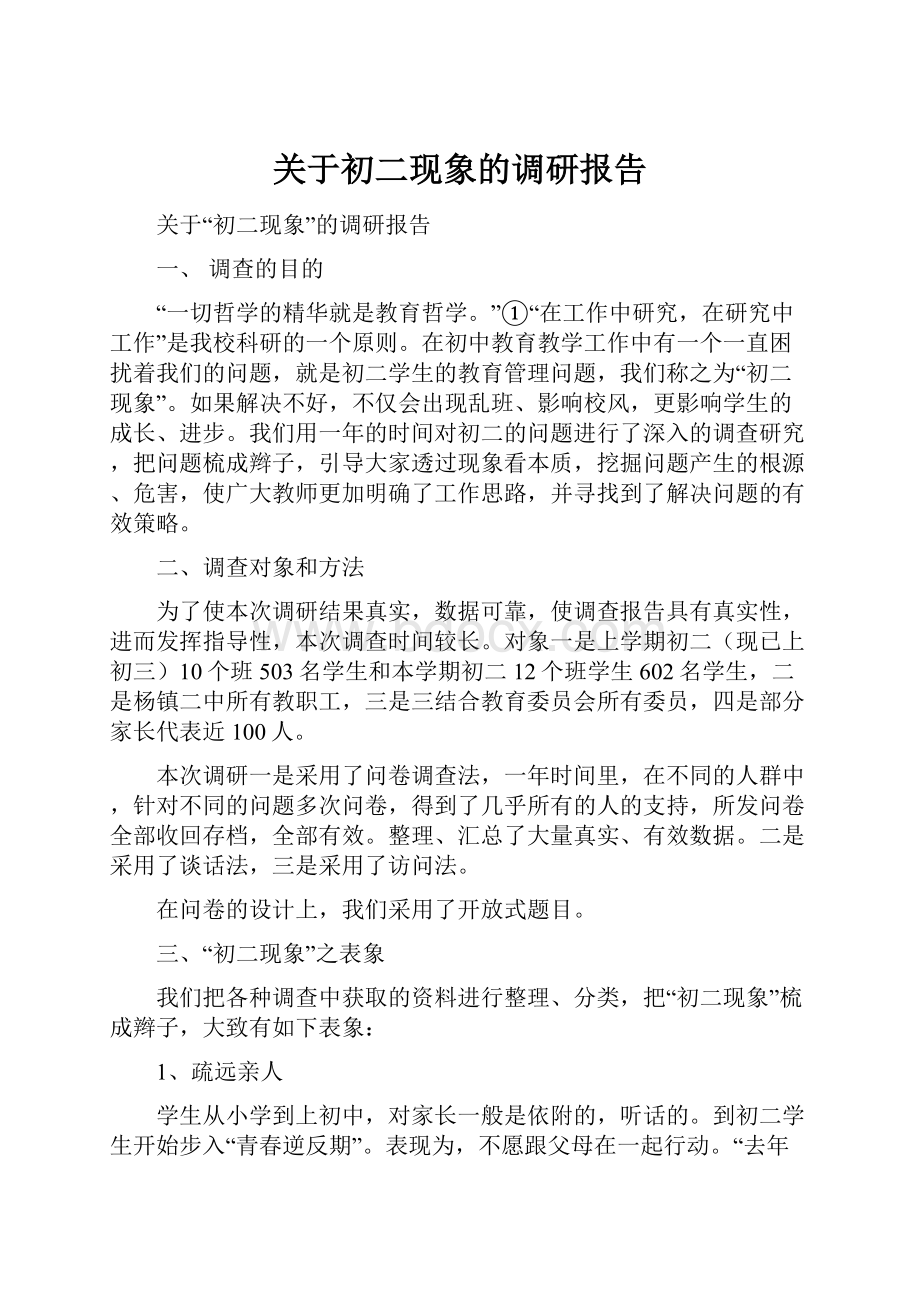 关于初二现象的调研报告.docx_第1页