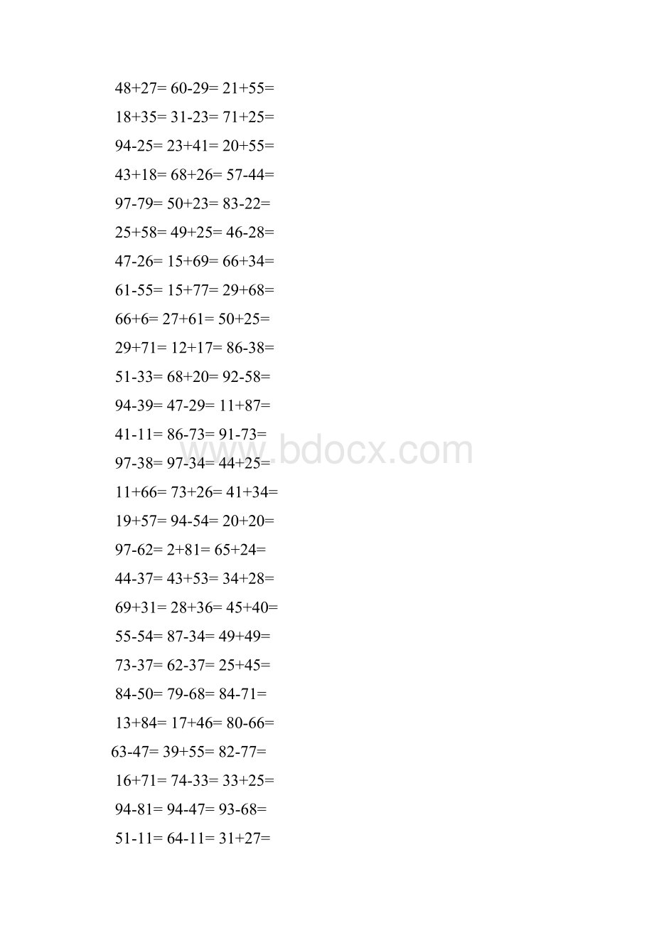 小学一年级100以内加减法口算题1000道.docx_第3页