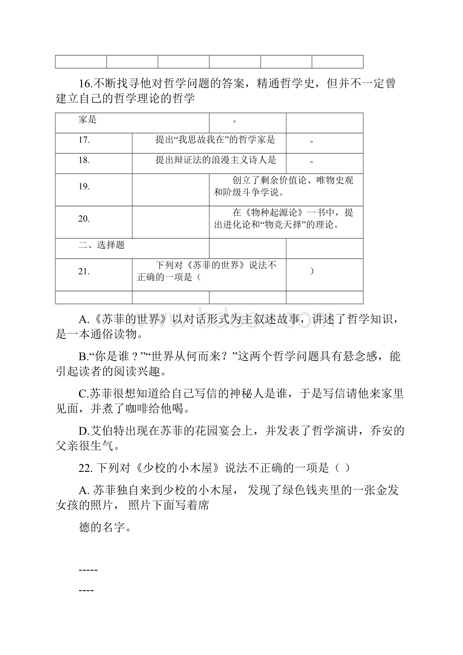 苏菲的世界最有针对性的练习试题及系统学习材料整理附有标准包括答案docx.docx_第3页