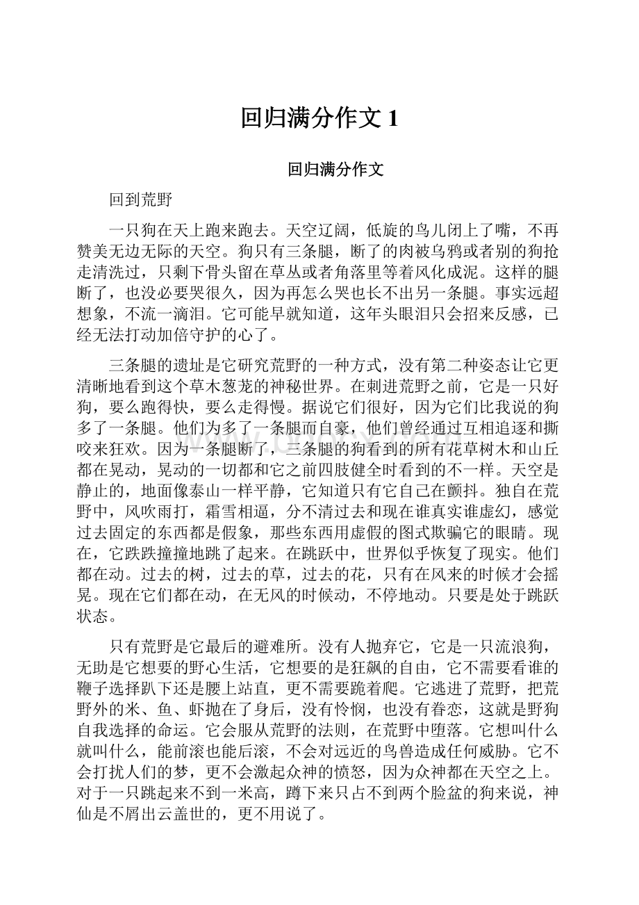 回归满分作文1.docx_第1页