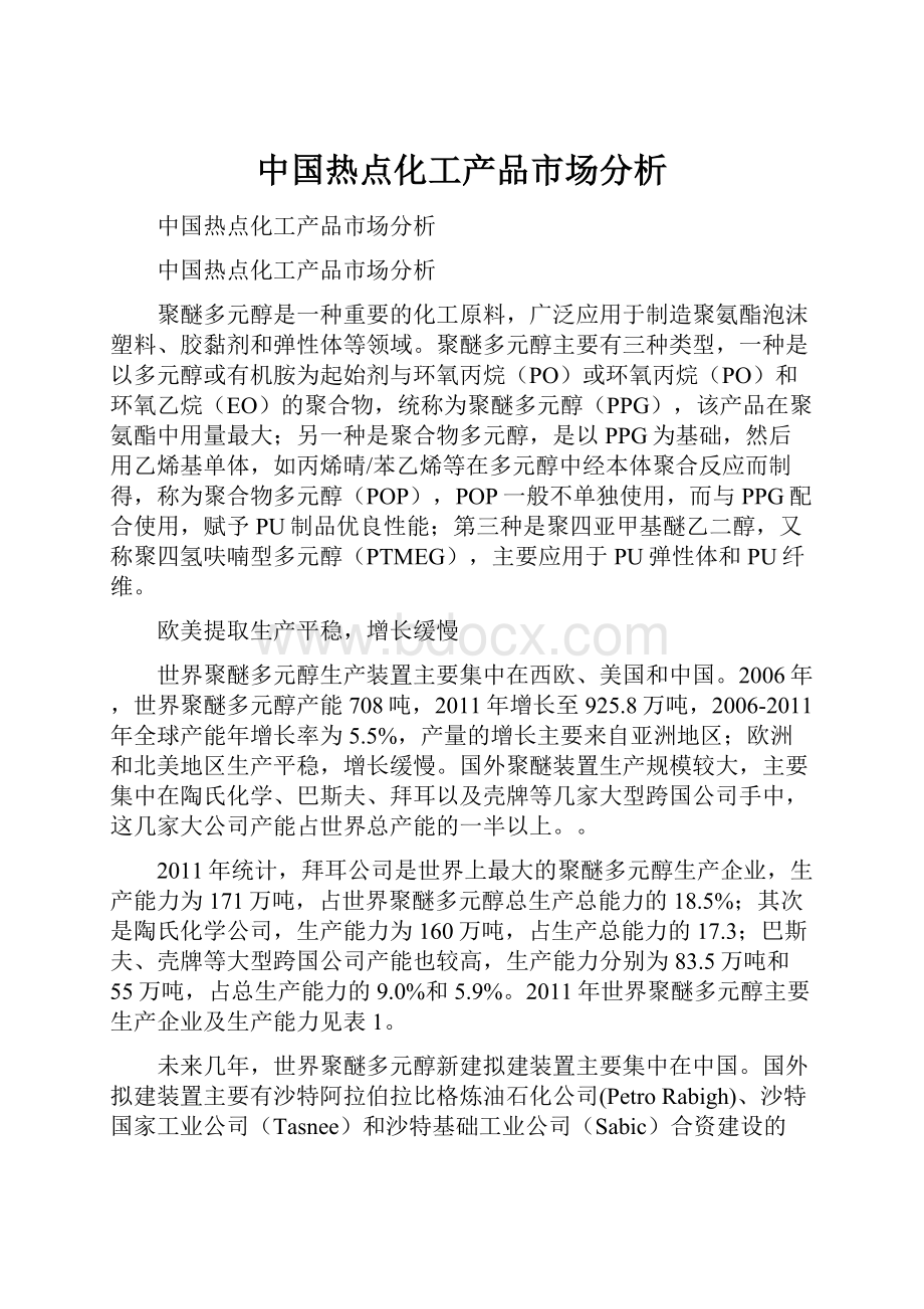 中国热点化工产品市场分析.docx_第1页