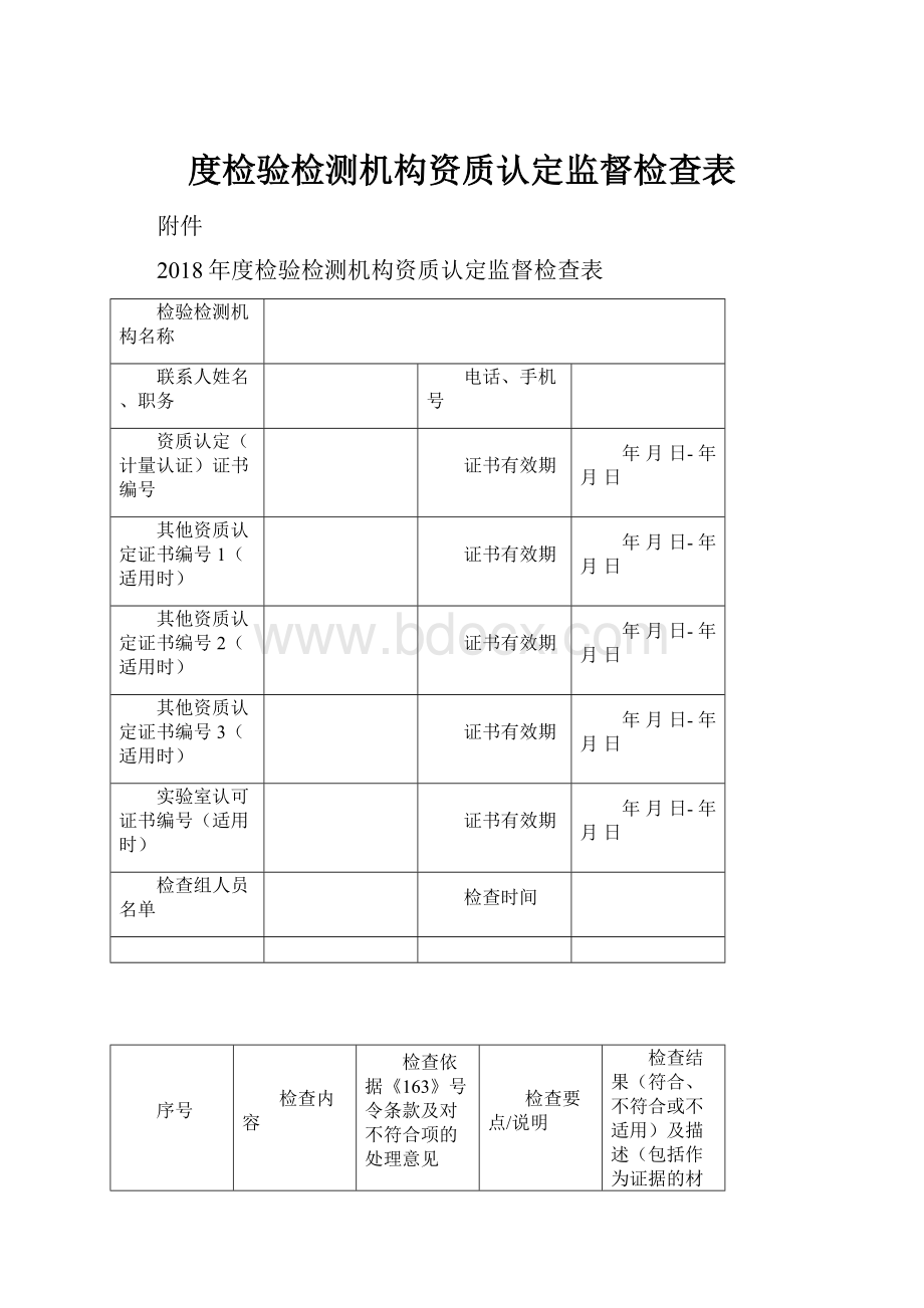 度检验检测机构资质认定监督检查表.docx_第1页