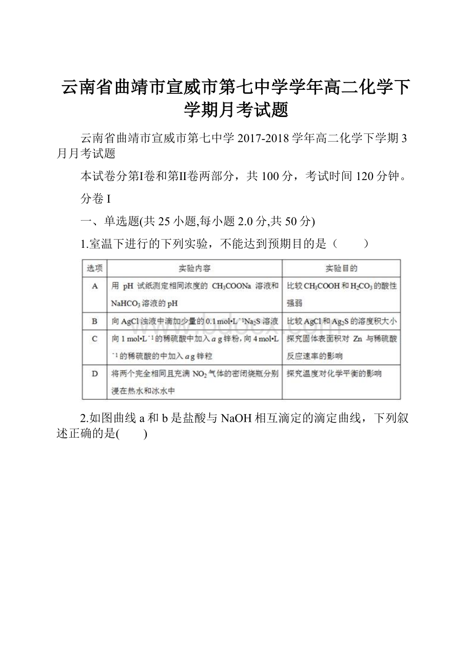 云南省曲靖市宣威市第七中学学年高二化学下学期月考试题.docx_第1页